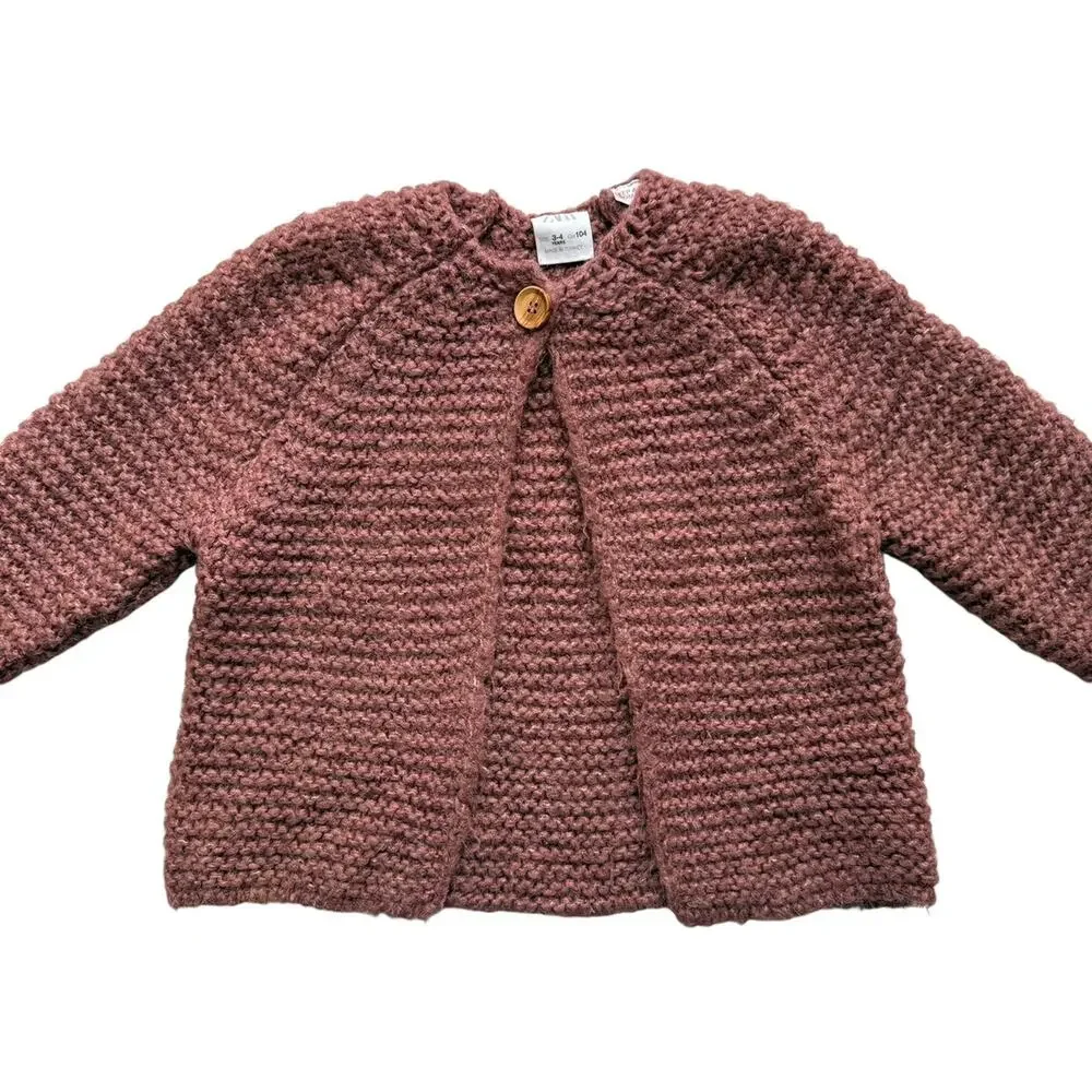 Zara Chunky Knit Cardigan Sweater Size 3-4y
